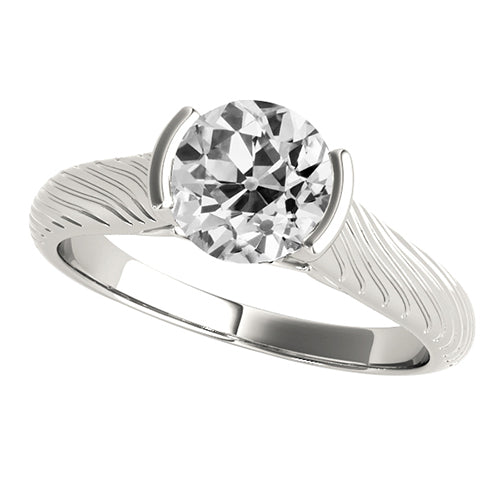 Half Bezel New Solitaire Old Miner Diamond Ring 