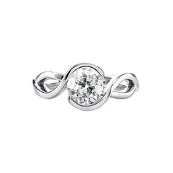 Ladies Solitaire Old Cut Round Diamond Ring 1 Carat Twisted Style