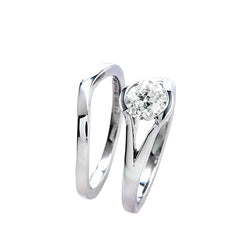Engagement Ring Set Old Cut Round Diamond Split Shank 1 Carat
