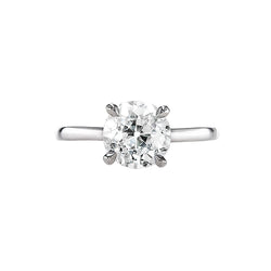 14K Gold Solitaire Old Cut Round Diamond Ring Prong Set 1.25 Carats