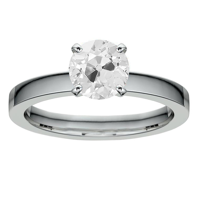 Four Prong Sparkling Vintage Style White Gold Diamond Solitaire Ring 