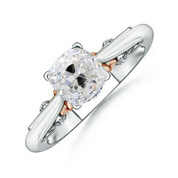  Antique Fancy Lady’s  Style White Elegant Gold Diamond Solitaire Ring 