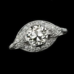 Anniversary Halo Ring Old Cut Round Natural Earth Mined Diamonds 3 Carats Gold Jewelry