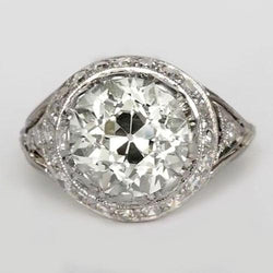 Anniversary Halo Ring Round Old Mine Cut Diamonds 4.25 Carats