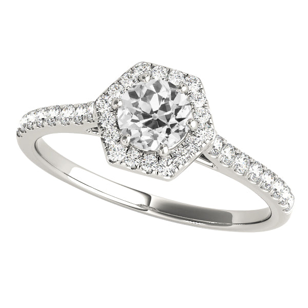 Anniversary Halo Round Old Miner Diamond Ring