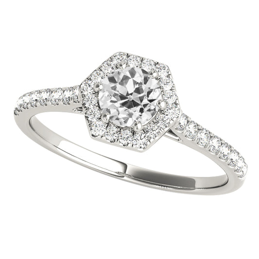 Anniversary Halo Round Old Miner Diamond Ring