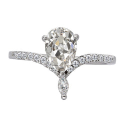 Genuine   Anniversary Ring Enhancer Pear Old Mine Cut Diamond 4.50 Carats