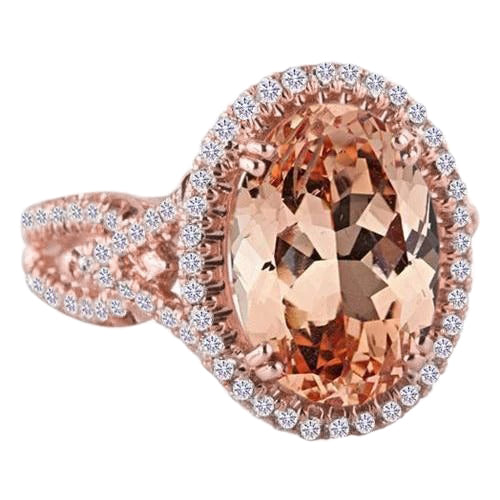 New Anniversary Ring Halo   Morganite And Diamonds Rose Gold