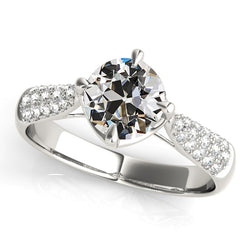 Anniversary Ring Old Cut Natural Earth Mined Diamond Prong Set 4 Carats Gold Tapered Shank