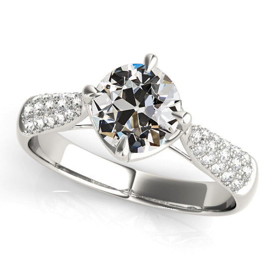 Anniversary Ring Old Miner Cut Diamond Prong Set Gold
