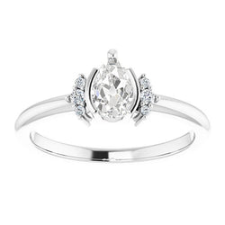 Anniversary Ring Oval Old Mine Cut Genuine Natural Earth Mined Diamond Half Bezel Set 2.50 Carats
