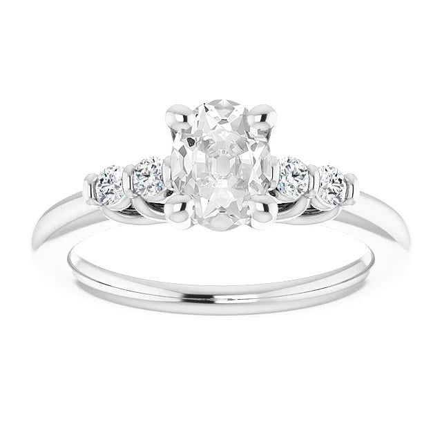 New White Gold Anniversary Ring Old Miner Diamond Prong Set Jewelry