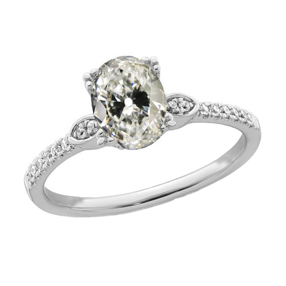 Ladies wedding Anniversary Ring Oval Old Mine Cut Diamond