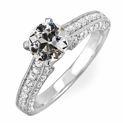  Vintage Style White Elegant Woman's Anniversary   Anniversary Ring Old Miner Cut Diamond