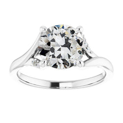 Anniversary Ring Round Old Cut Natural Earth Mined Diamond Split Shank Jewelry 3.50 Carats