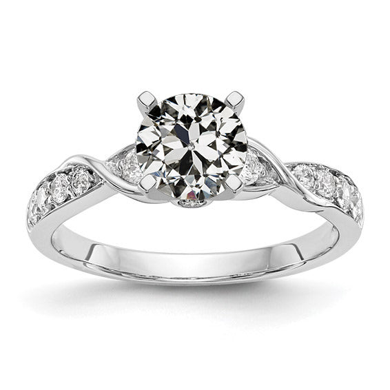 Shinny White Ladies Round Anniversary Ring Old Miner Diamond