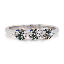 Anniversary Ring Round Old Miner Diamond 3 Stone Jewelry 3 Carats