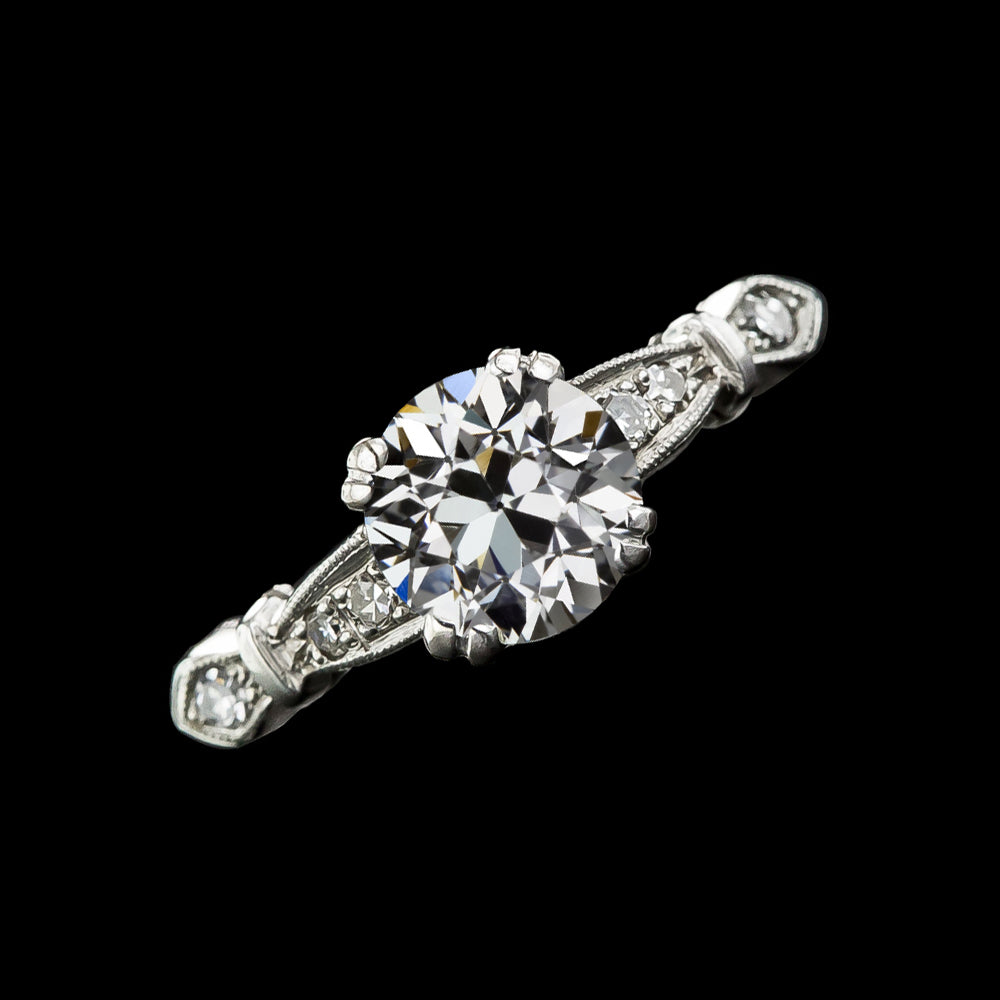 Wedding Anniversary white gold Ring Round Old Miner Diamond Double Prong 