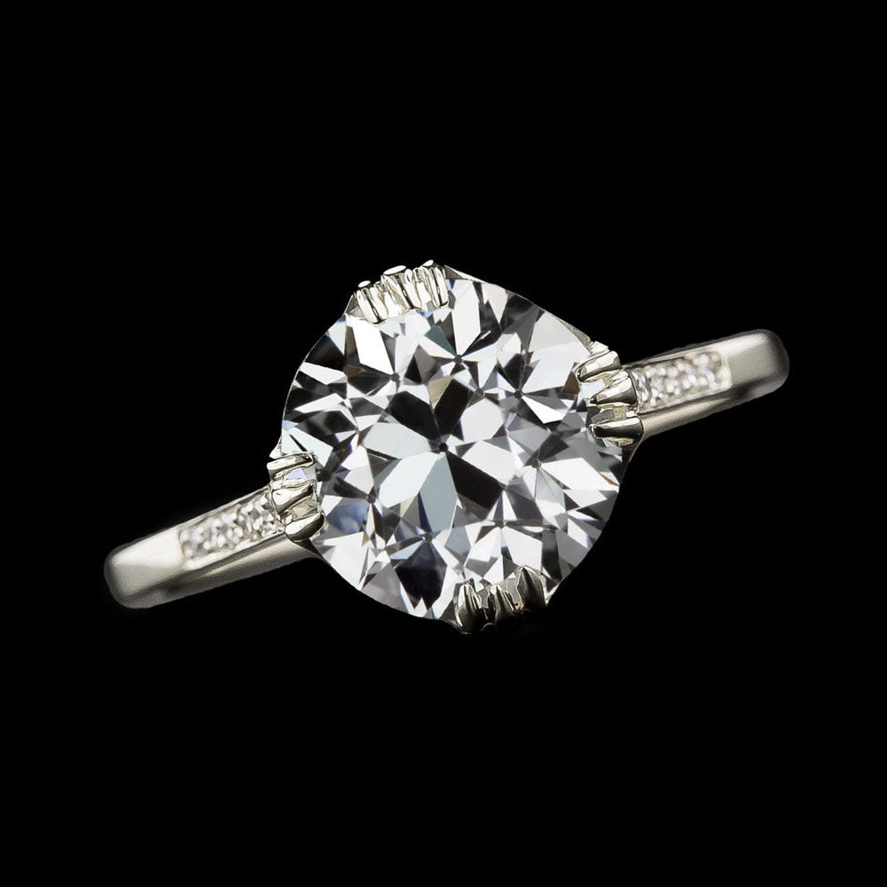 wedding Anniversary Ring Round Old Miner Diamond Prong Set