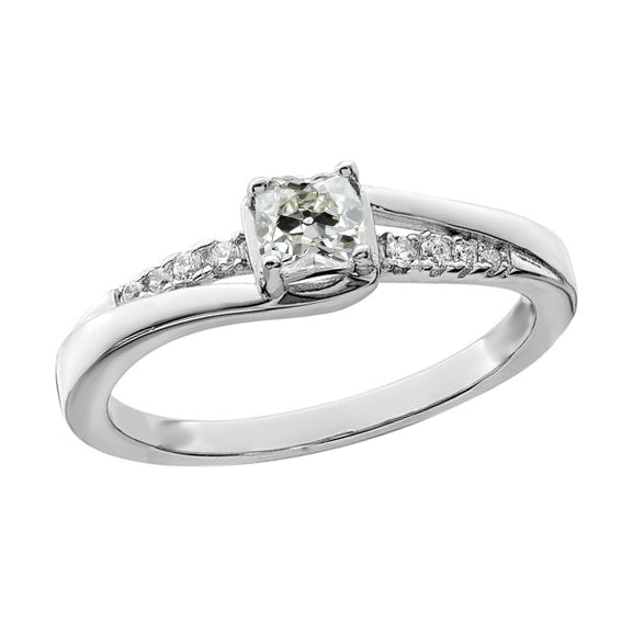 Unique Style Anniversary Ring Old Miner Cut Diamond Prong Set