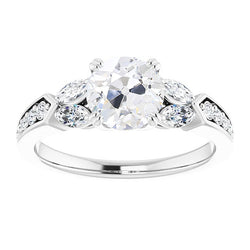 Anniversary Ring Round & Marquise Old Cut Natural Earth Mined Diamonds 5.50 Carats Gold