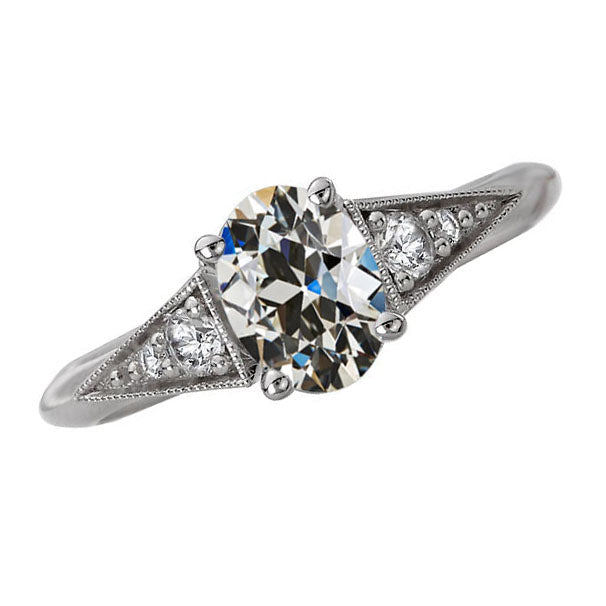 Anniversary Ring Round & Oval Old Mine Cut Diamond