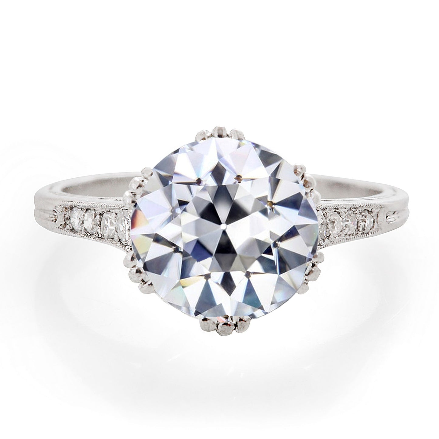 Elegant Wedding Anniversary Ring With Accents Round Old European