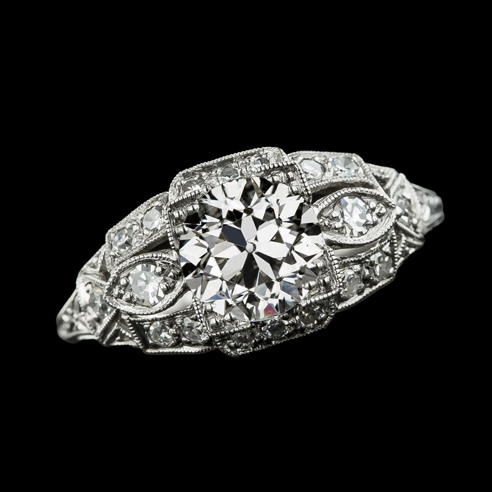 Anniversary Round Old Miner Diamond Ring Vintage Style