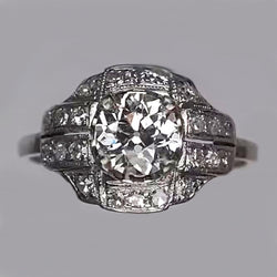Anniversary Round Old Mine Cut Diamond Ring 2 Carats Antique Style