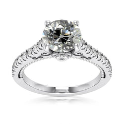 Anniversary Round Old Miner Genuine Natural Earth Mined Diamond Ring White Gold 4.75 Carats