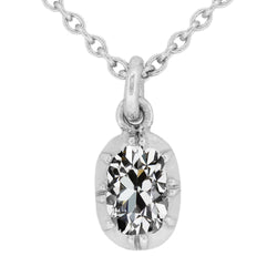 Antique Cut Mined Diamond Oval Pendant 2 Ct VS1 White Gold