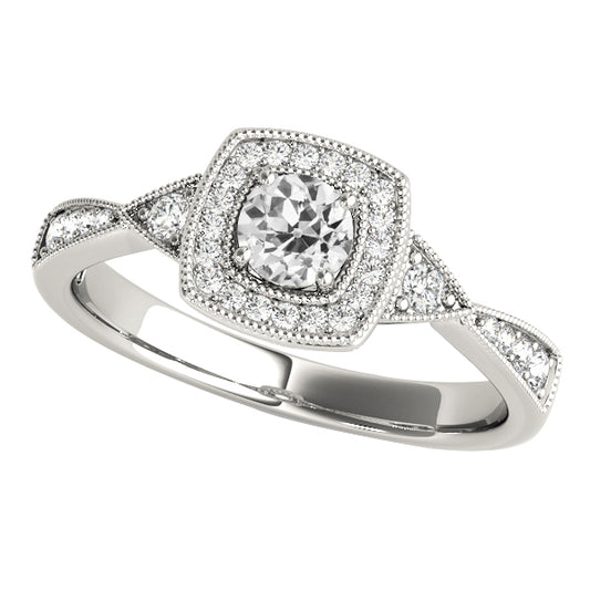 Diamond Halo Ring Old Miner European Gold