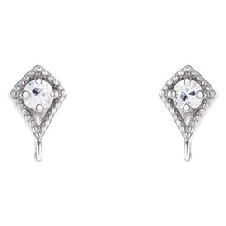 Antique Style Real Diamond Stud Earrings White Gold 2 Carat Round Old Miner