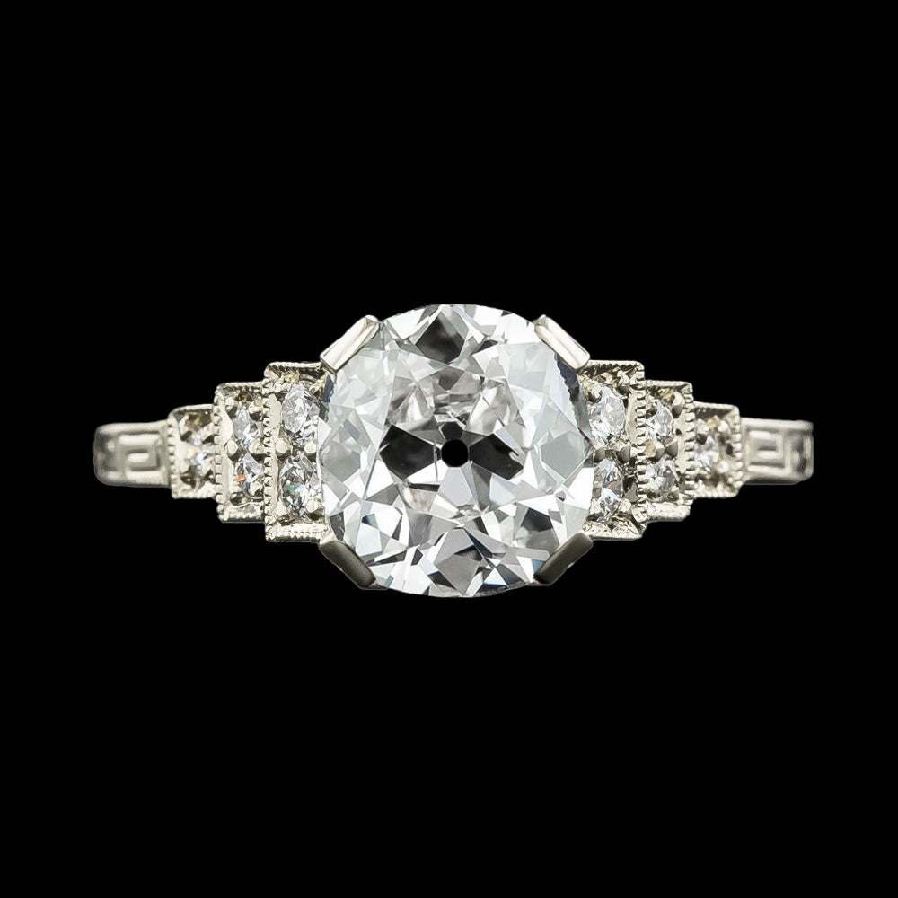 natural round diamond 3.50ct ring front view