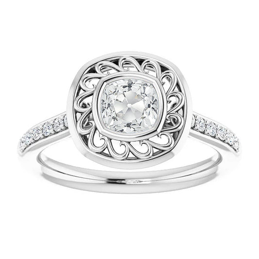 Halo Old Miner Diamond Ring Bezel Set