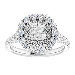 Antique Style Halo Cushion Old European Natural Earth Mined Diamond Ring 6.50 Carats