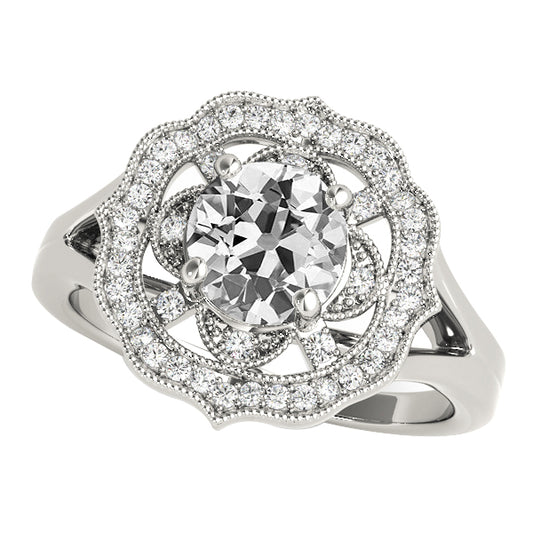 Halo Old Miner Diamond Ring  Prong Set