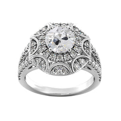 Antique Style Halo Old Cut Round Natural Earth Mined Diamond Ring Split Shank 4.75 Carats