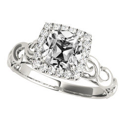 Antique Style Halo Old Mine Cut Cushion Natural Earth Mined Diamond Gold Ring 7.75 Carats