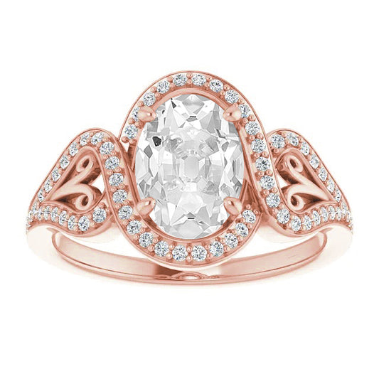 Antique Style Oval Old Miner Diamond Ring