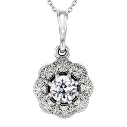 Antique Style Halo Pendant 2.50 Ct Flower Style Old Miner Genuine Natural Real Diamond ( Not Lab Grown )