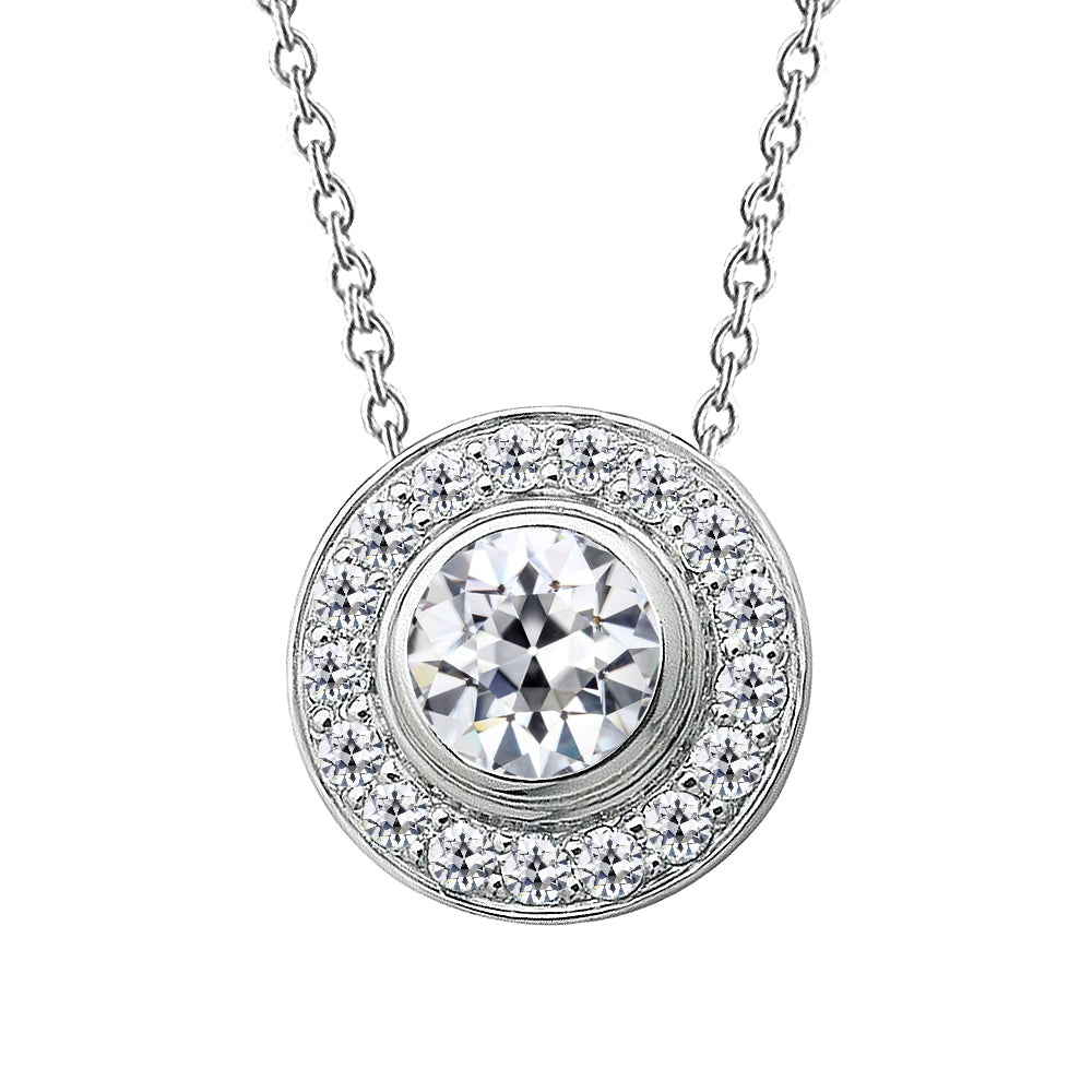 natural round diamond 4ct pendant front view