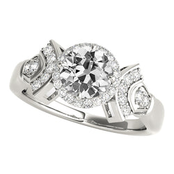 Antique Style Halo Ring Round Old Miner Real Natural Earth Mined Diamonds 4.50 Carats