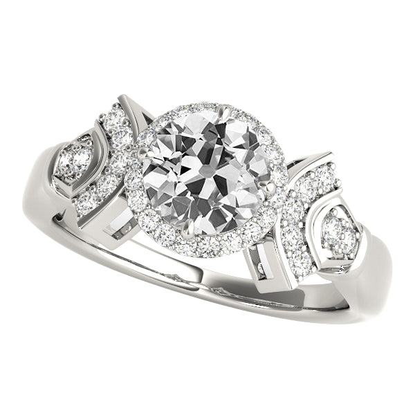 Halo Ring Round Old Miner Diamonds