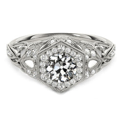 Antique Style Halo Round Old Cut Diamond Ring 3.50 Carats