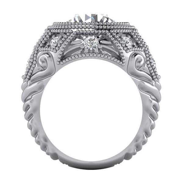 Large Antique Style Big Diamond Ring