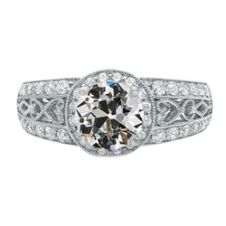 Antique Style Milligrain Old Miner Real Natural Earth Mined Diamond Ring Thick Shank 5 Carats