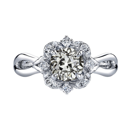 natural round diamond 4ct ring front view