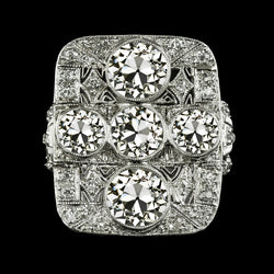 Antique Style Old Mine Cut Real Natural Earth Mined Diamond Ring 9 Carats Milgrain Shank