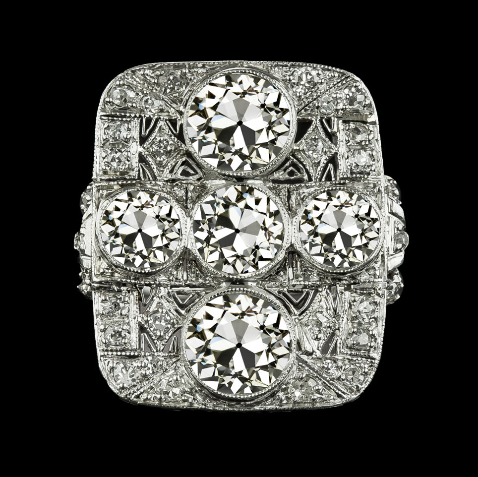 Antique Style Old Mine Cut Diamond Ring